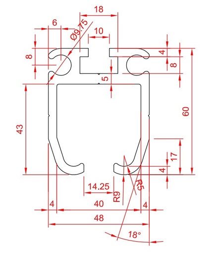 [H8/2 (60A260)] RAIL PINTADO 48 X 60MM (METROS) 36A260